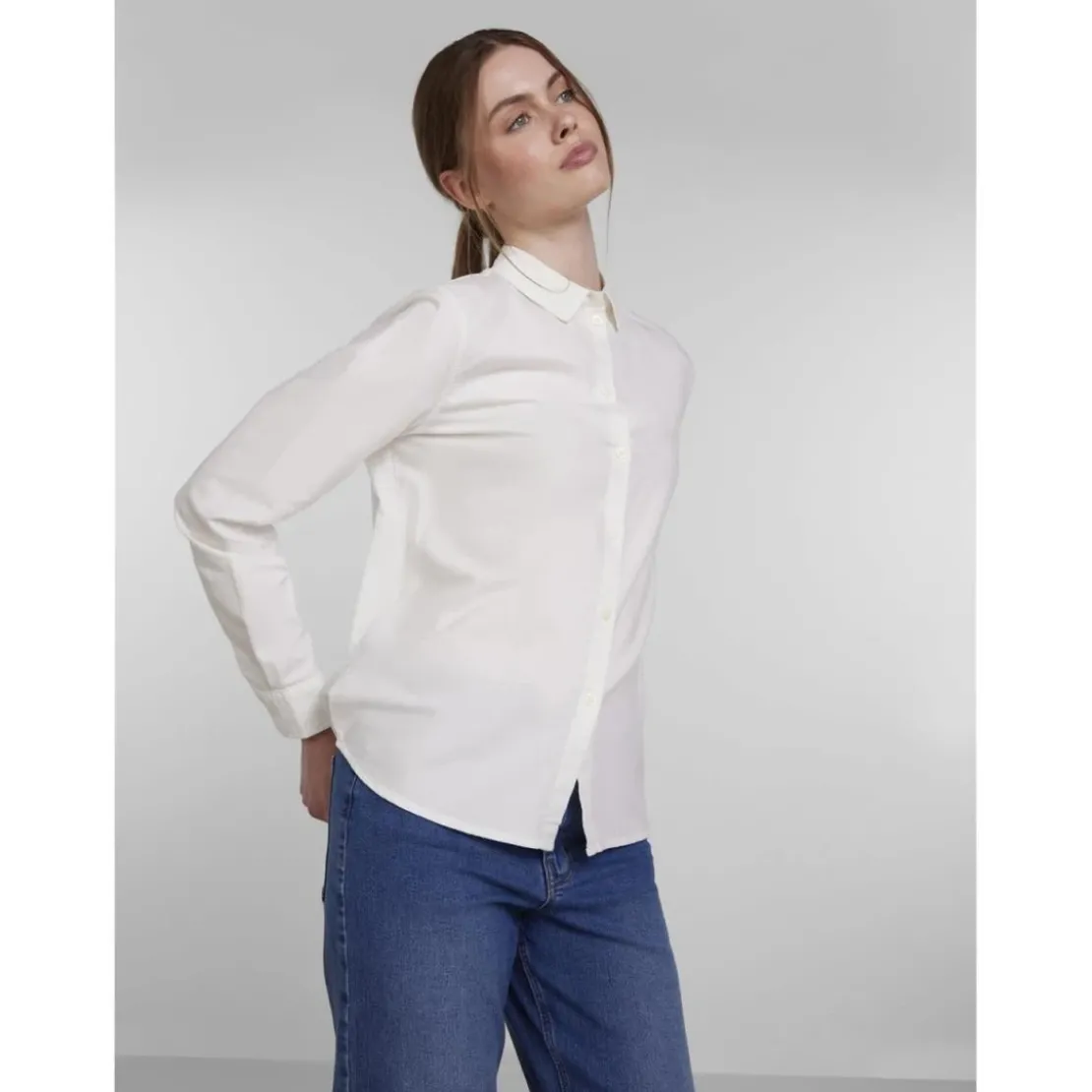 PiecesChemise col boutonné manches longues blanc en coton