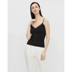 PiecesDébardeur spaghetti col en v noir Xia