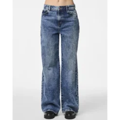 PiecesJean droit taille haute en coton Selma bleu Amy