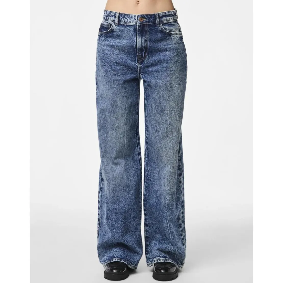 PiecesJean droit taille haute en coton Selma bleu Amy