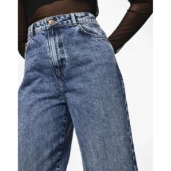 PiecesJean droit taille haute en coton Selma bleu Amy