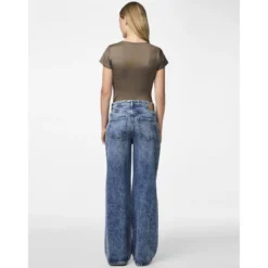 PiecesJean droit taille haute en coton Selma bleu Amy
