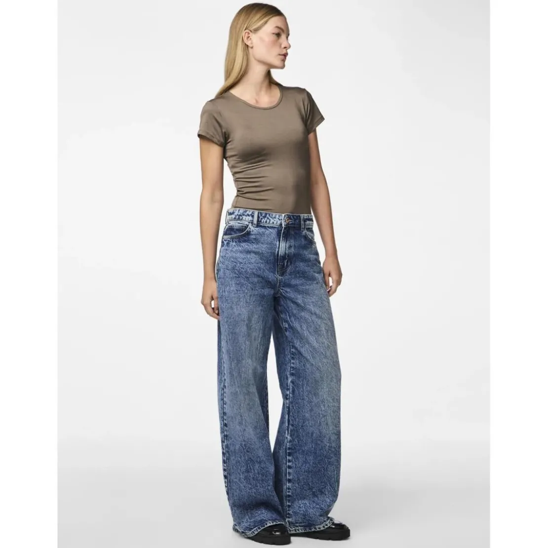 PiecesJean droit taille haute en coton Selma bleu Amy
