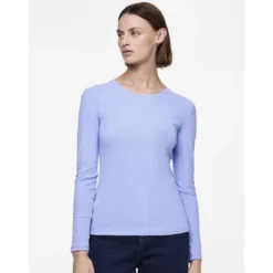 PiecesT-shirt slim fit manches longues bleu Emma