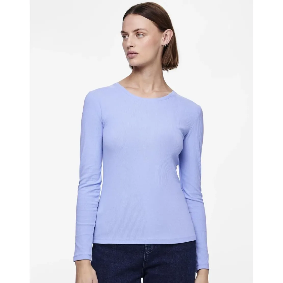 PiecesT-shirt slim fit manches longues bleu Emma