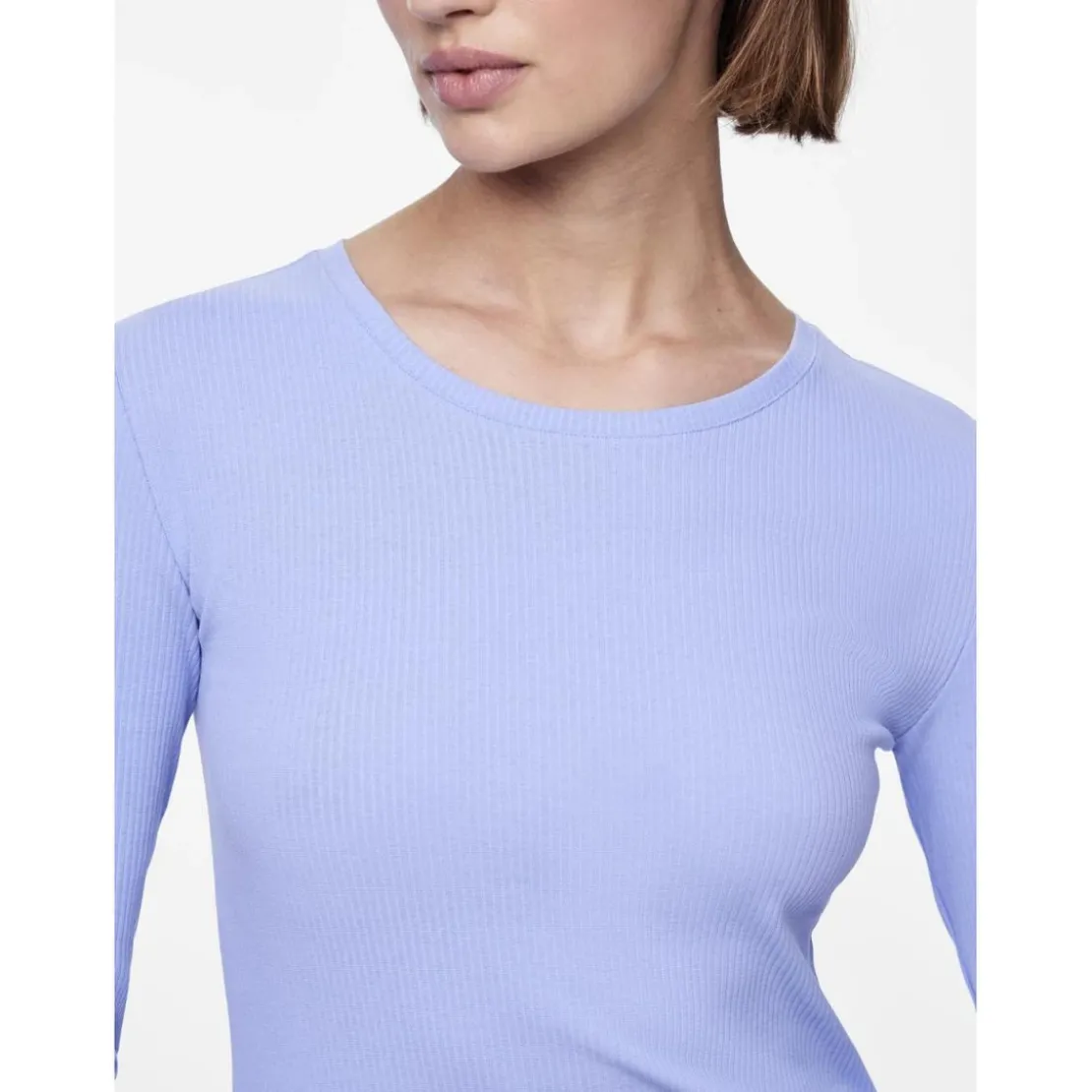 PiecesT-shirt slim fit manches longues bleu Emma
