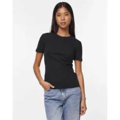 PiecesT-shirt slim fit manches courtes noir en coton Hope