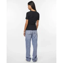 PiecesT-shirt slim fit manches courtes noir en coton Hope