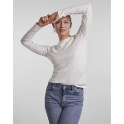 PiecesT-shirt slim fit manches longues blanc Yara