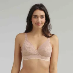 PlaytexSoutien gorge Dentelle Sans Armatures Beige- CŒUR CROISE