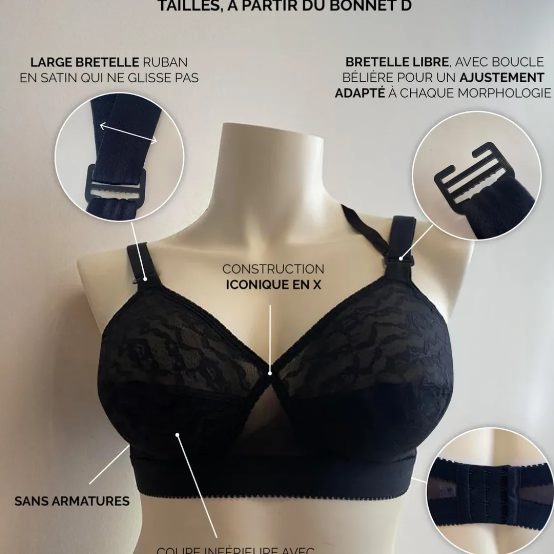 PlaytexSoutien Gorge Emboitant - Noir- CŒUR CROISE CLASSIQUE