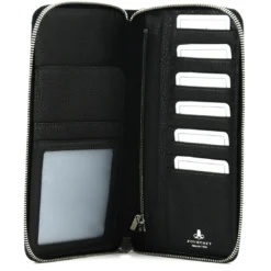 PourchetPORTEFEUILLE COMPAGNON CORSO - Fermeture zippée Bleu noir en cuir