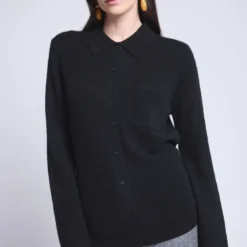 Püre CachemireCHEMISE BOUTONNEE FEMME noir en cachemire
