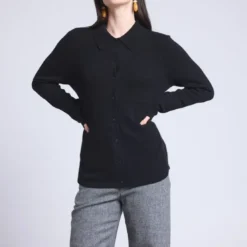 Püre CachemireCHEMISE BOUTONNEE FEMME noir en cachemire