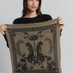 Püre CachemireECHARPE BANDANA TIGER kaki en cachemire