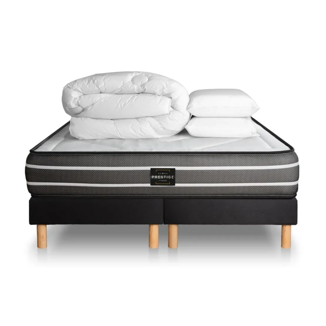 Prestige literiePack Exclusive double sommier noir