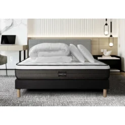 Prestige literiePack Suite Ressorts ensaches, memoire de forme 5 zones sommier noir