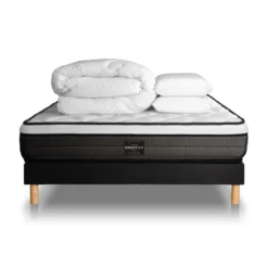 Prestige literiePack Suite Ressorts ensaches, memoire de forme 5 zones sommier noir