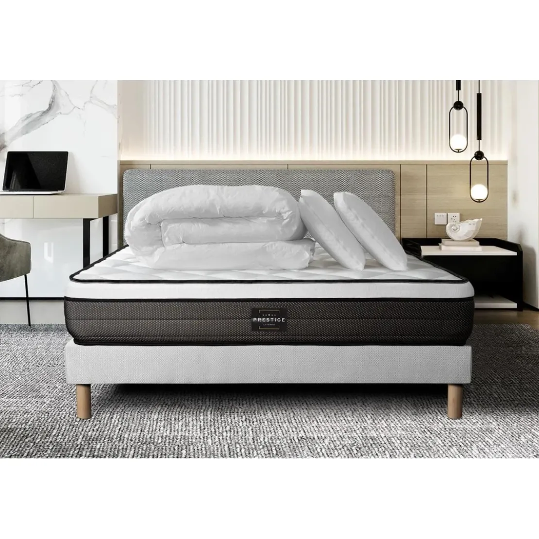 Prestige literiePack Suite sommier Kit Blanc