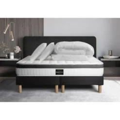Prestige literiePack Superieur Memoire de forme 3 zones double sommier noir
