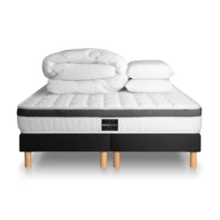 Prestige literiePack Superieur Memoire de forme 3 zones double sommier noir