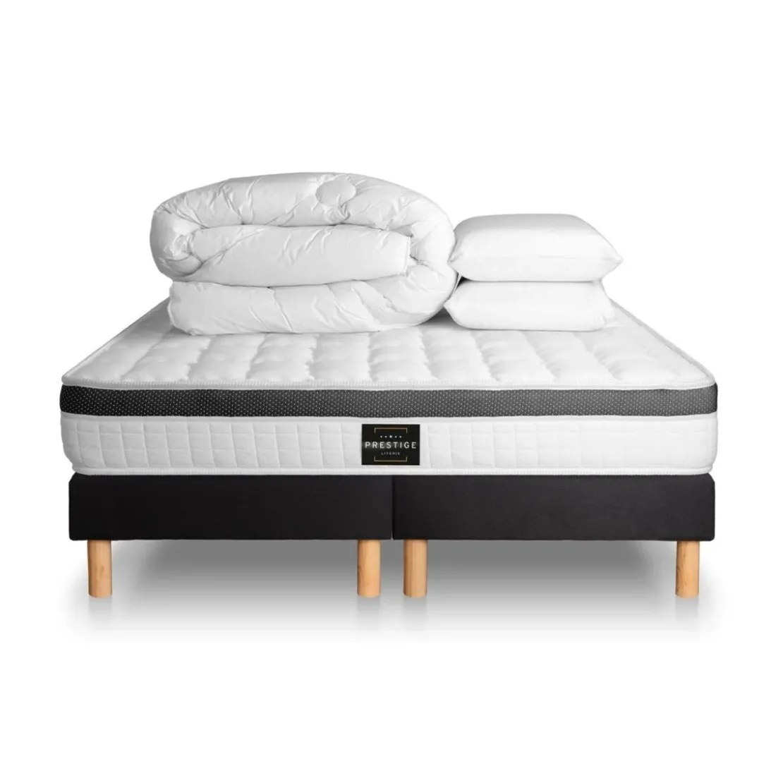 Prestige literiePack Superieur Memoire de forme 3 zones double sommier noir
