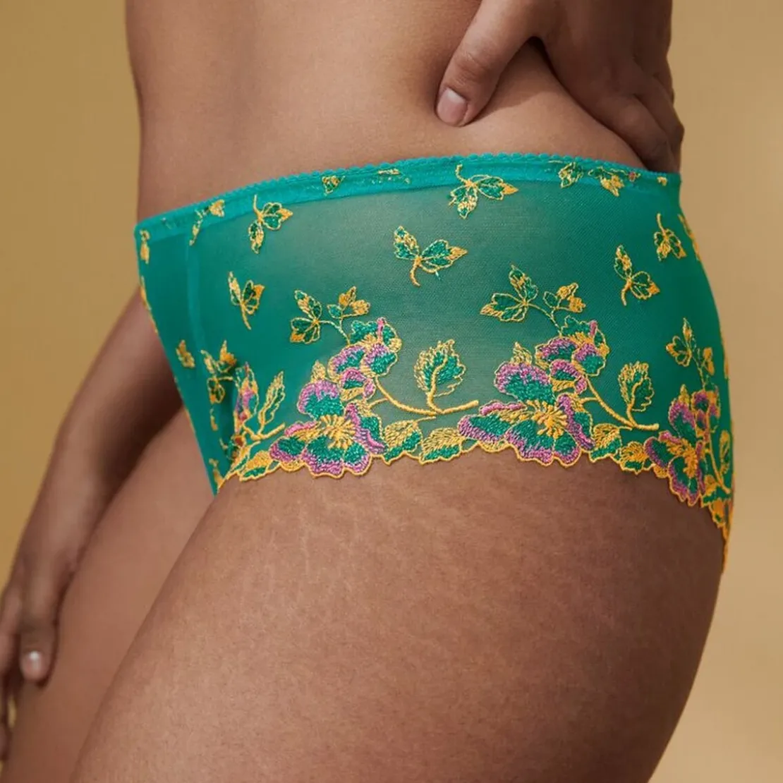 Prima Donnashorty voilé - Vert/Jaune rose foncé- LENCA
