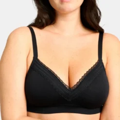 Sans ComplexeSoutien-gorge brassière sans armatures - Noir en coton- Agathe