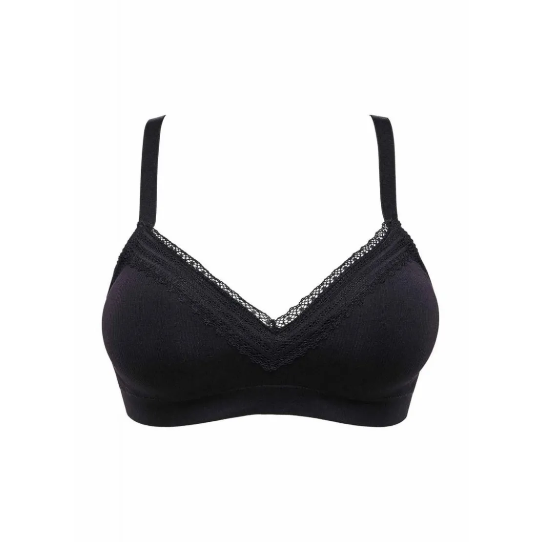 Sans ComplexeSoutien-gorge brassière sans armatures - Noir en coton- Agathe