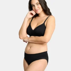 Sans ComplexeSoutien-gorge brassière sans armatures - Noir en coton- Agathe