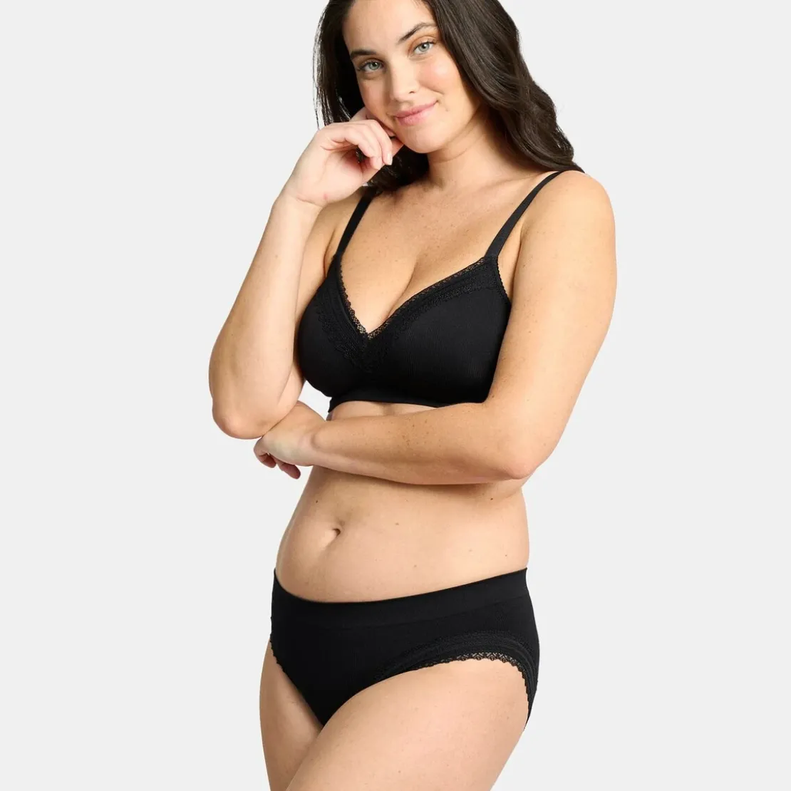 Sans ComplexeSoutien-gorge brassière sans armatures - Noir en coton- Agathe