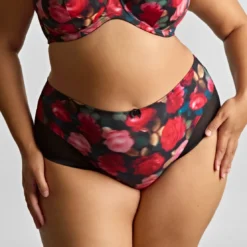 SculptresseCulotte échancrée Bliss - Rose Print noir- Bliss