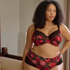 SculptresseCulotte échancrée Bliss - Rose Print noir- Bliss