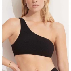 SeafollyHaut de maillot de bain one shoulder - Noir- Sea Dive