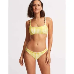 SeafollyHaut de maillot de bain bralette - Jaune- Amalfi Check