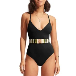 SeafollyMaillot de bain 1 pièce avec ceinture - Noir Seafolly- Sun Stripe