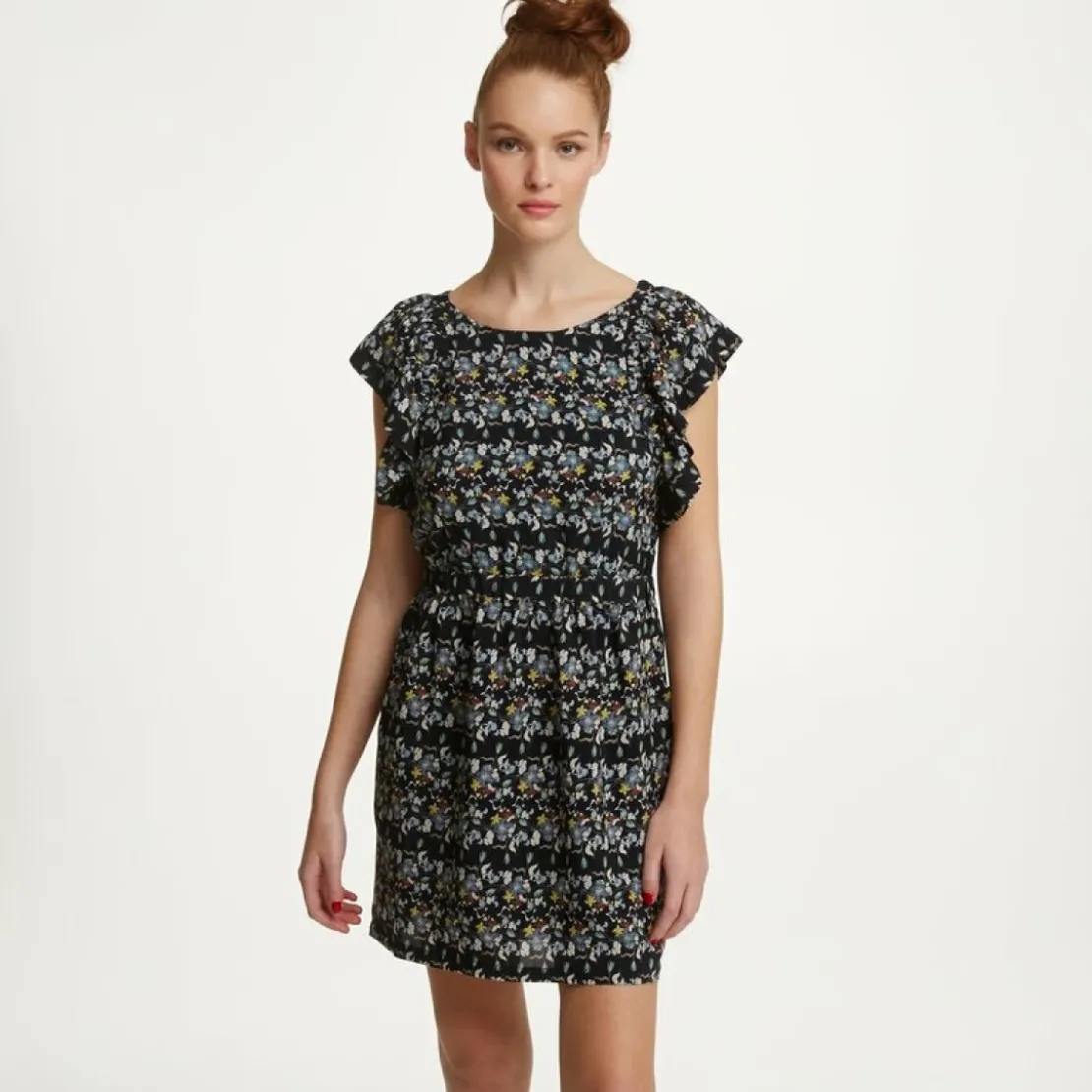 See u SoonRobe courte manches volantées imprimé floral dos nu femme See U Soon - Bleu