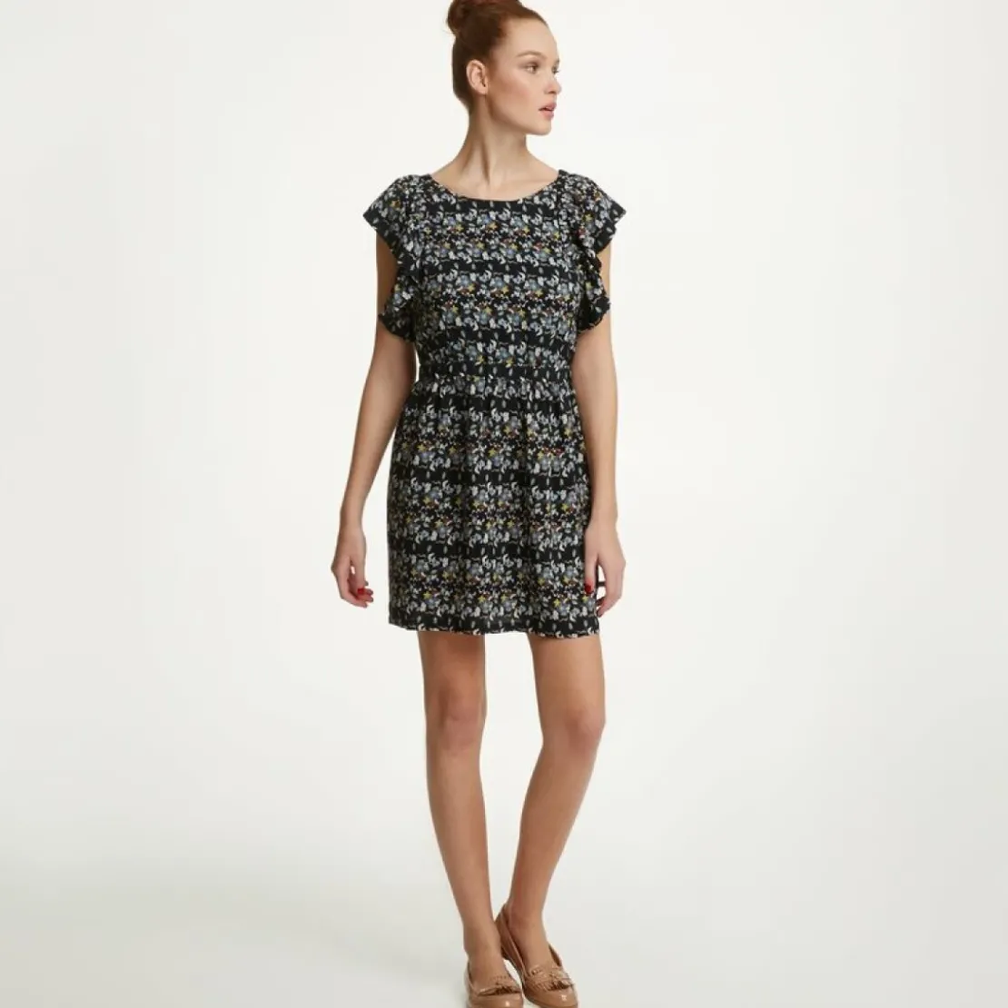 See u SoonRobe courte manches volantées imprimé floral dos nu femme See U Soon - Bleu