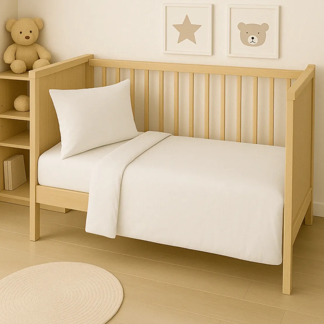 SeleniaCouette bébé blanche Coton 57 fils anti-acariens Tempérée