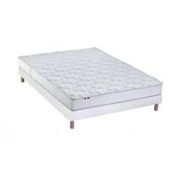 SeleniaEnsemble Matelas 100% latex 3 zones NUDE et Sommier Blanc