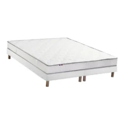 SeleniaEnsemble Matelas 100% latex 3 zones NUDE et Sommier Blanc