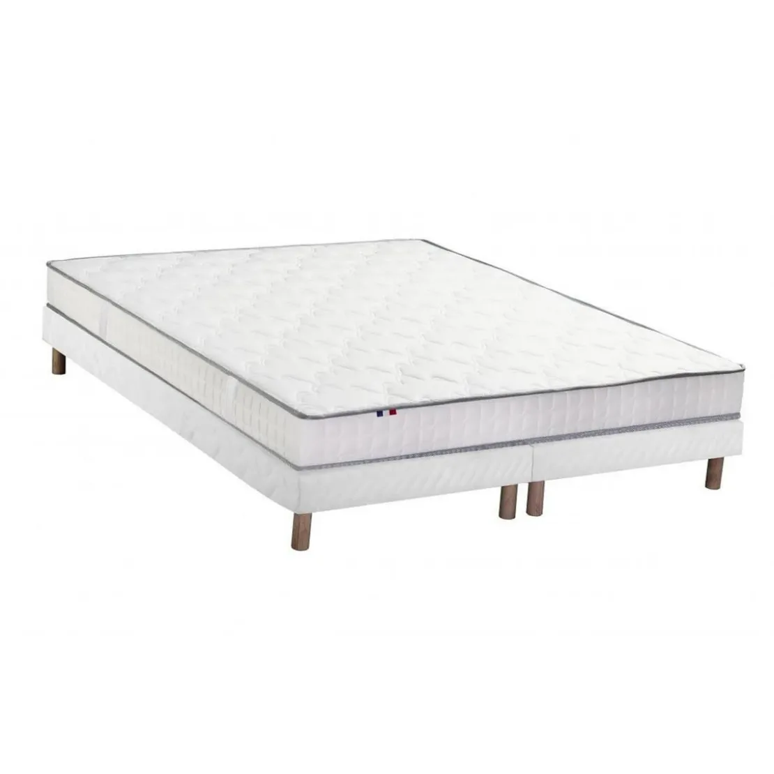 SeleniaEnsemble Matelas 100% latex 3 zones NUDE et Sommier Blanc