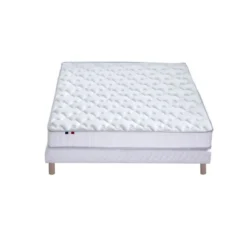 SeleniaEnsemble Matelas 100% latex 3 zones NUDE et Sommier Blanc