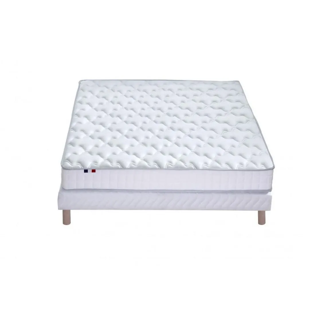 SeleniaEnsemble Matelas 100% latex 3 zones NUDE et Sommier Blanc