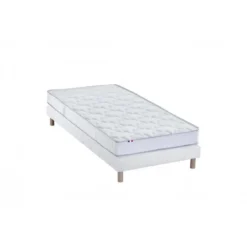SeleniaEnsemble Matelas 100% latex 3 zones NUDE et Sommier Blanc