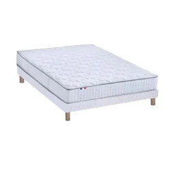 SeleniaEnsemble Matelas Ressorts 7 zones COSMA + Sommier - Made in France - Sommier Blanc