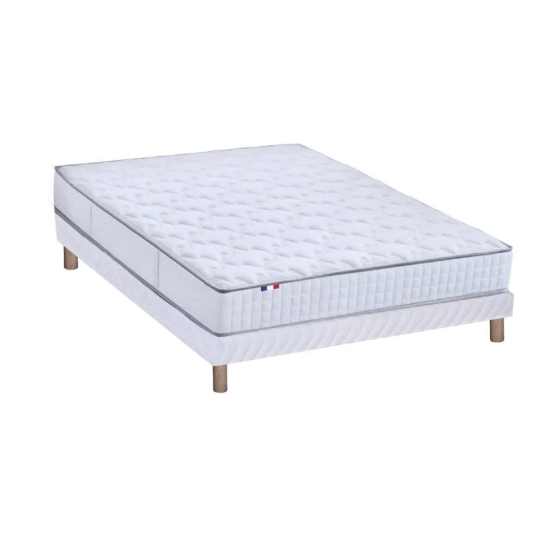 SeleniaEnsemble Matelas Ressorts 7 zones COSMA + Sommier - Made in France - Sommier Blanc