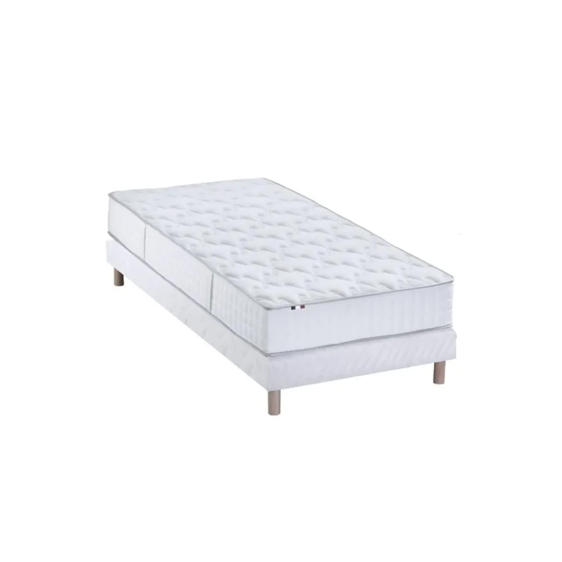 SeleniaEnsemble Matelas Ressorts 7 zones COSMA + Sommier - Made in France - Sommier Blanc