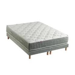 SeleniaEnsemble Matelas Ressort 7 Zones Face Hiver/Eté HYGO + Sommier Vert Céladon LEO Fabriqué En France