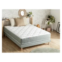 SeleniaEnsemble Matelas Ressort 7 Zones Face Hiver/Eté HYGO + Sommier Vert Céladon LEO Fabriqué En France